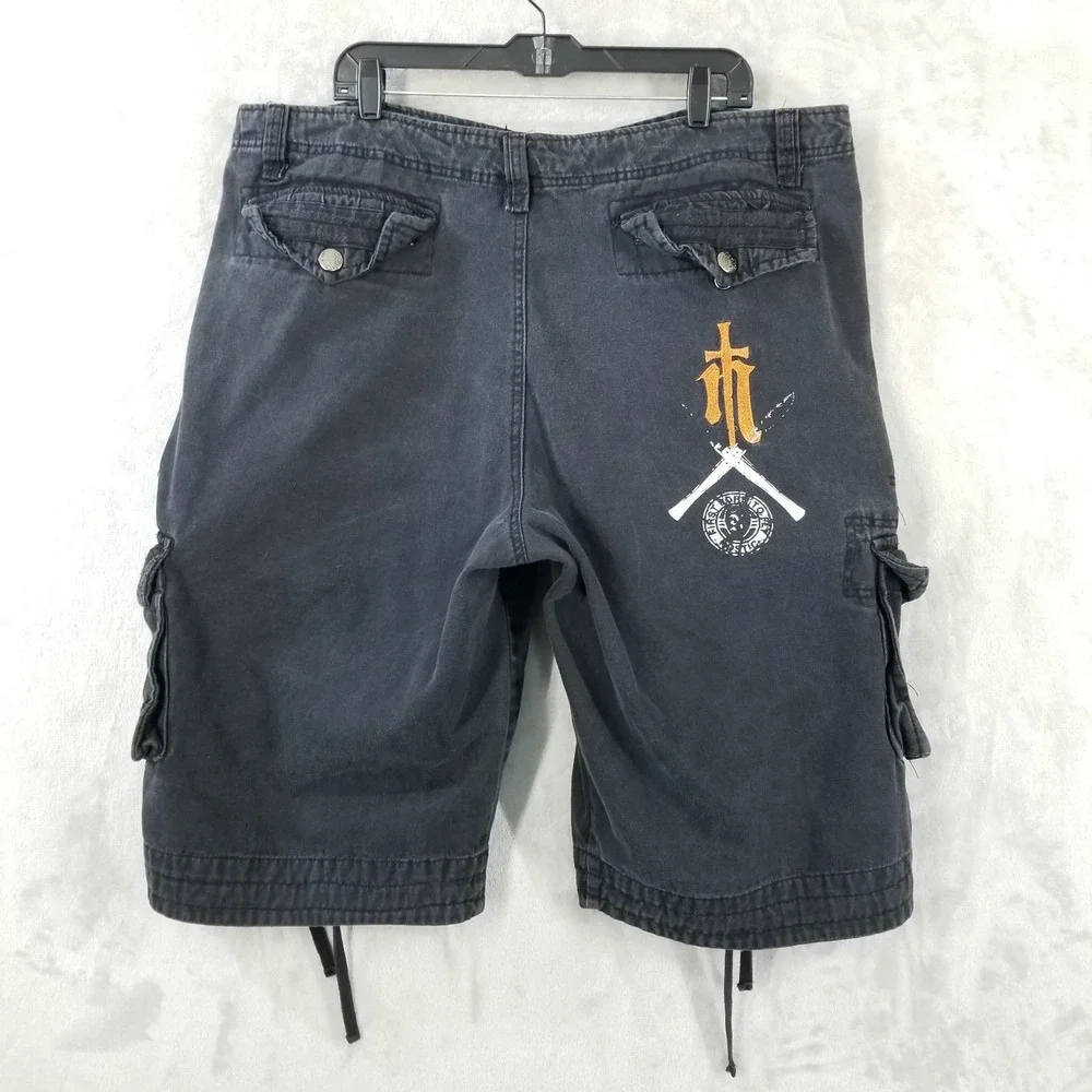 Vintage Nostic Cargo Shorts Men 40/41 Black Baggy‎ Cotton Hip Hop Street Skater